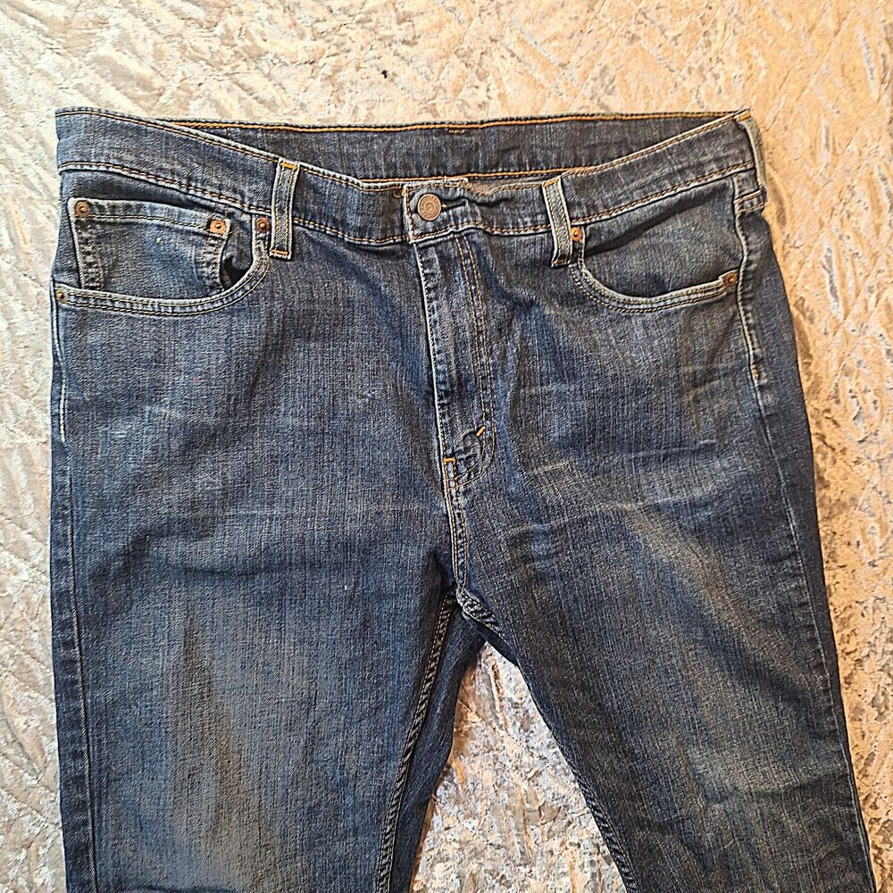 Levi's 514 Straight Fit Dark Wash Stretch Denim Jeans Mens 40x30 W40 L30 Red Tab - Picture 3 of 12